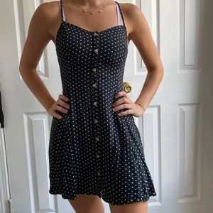 Polka Dot Spaghetti Strap dress lace up